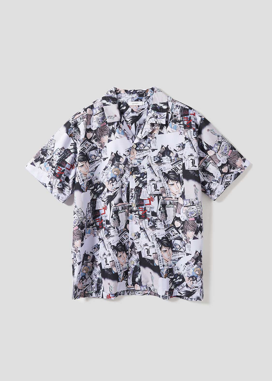 Death Note Graniph - Memory Pattern Big silhouette open collar shirt