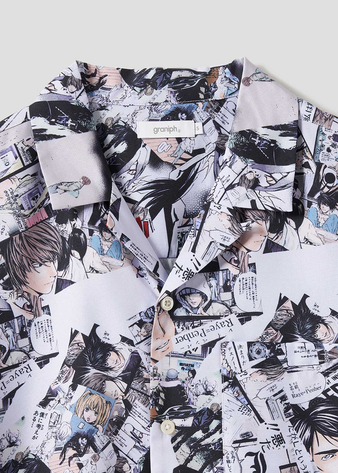 Death Note Graniph - Memory Pattern Big silhouette open collar shirt