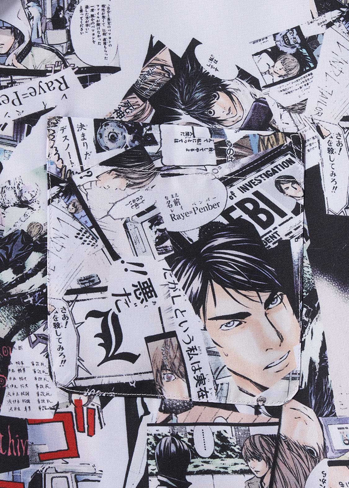 Death Note Graniph - Memory Pattern Big silhouette open collar shirt