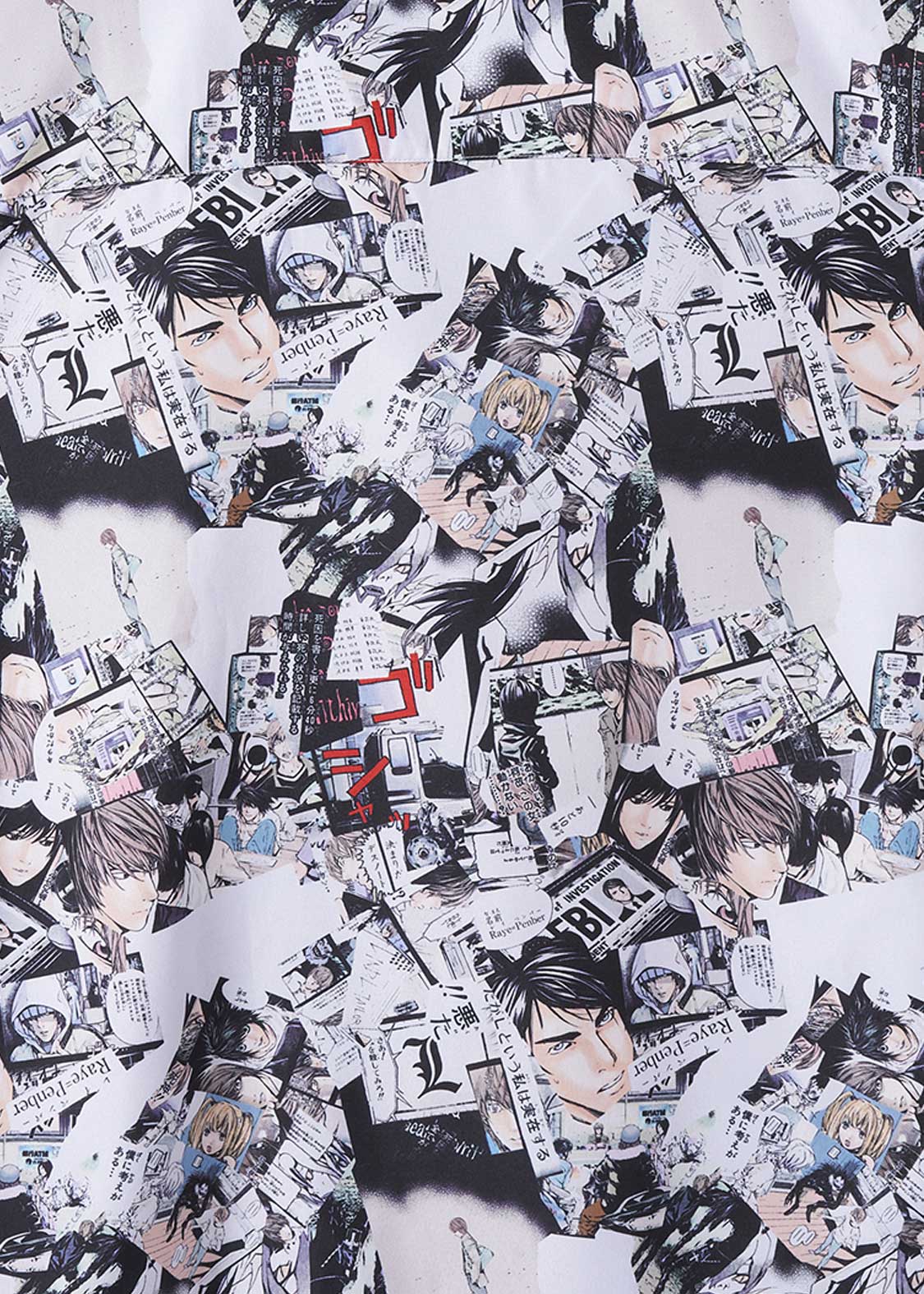 Death Note Graniph - Memory Pattern Big silhouette open collar shirt