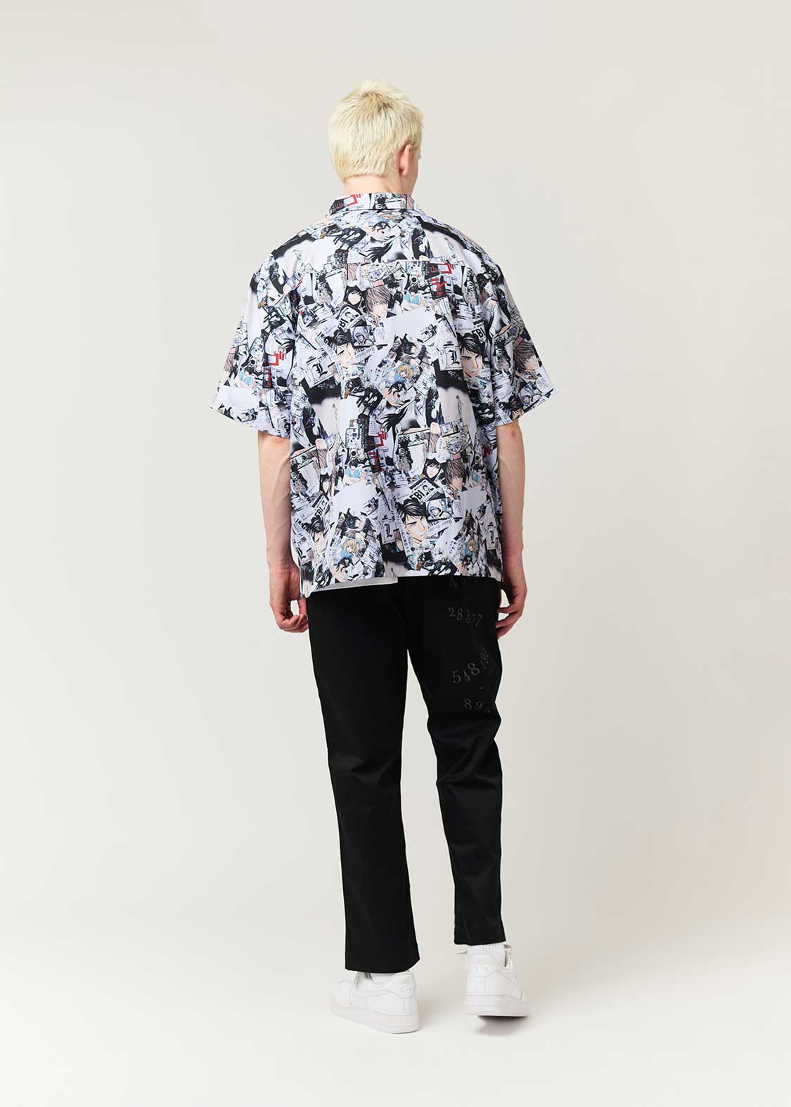 Death Note Graniph - Memory Pattern Big silhouette open collar shirt