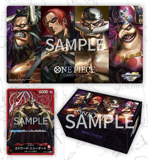 BANDAI ONE PIECE CARD GAME - Official Limited Championship Set 2023 Playmat + Storage Box + Promo Card - Former Four Emperors