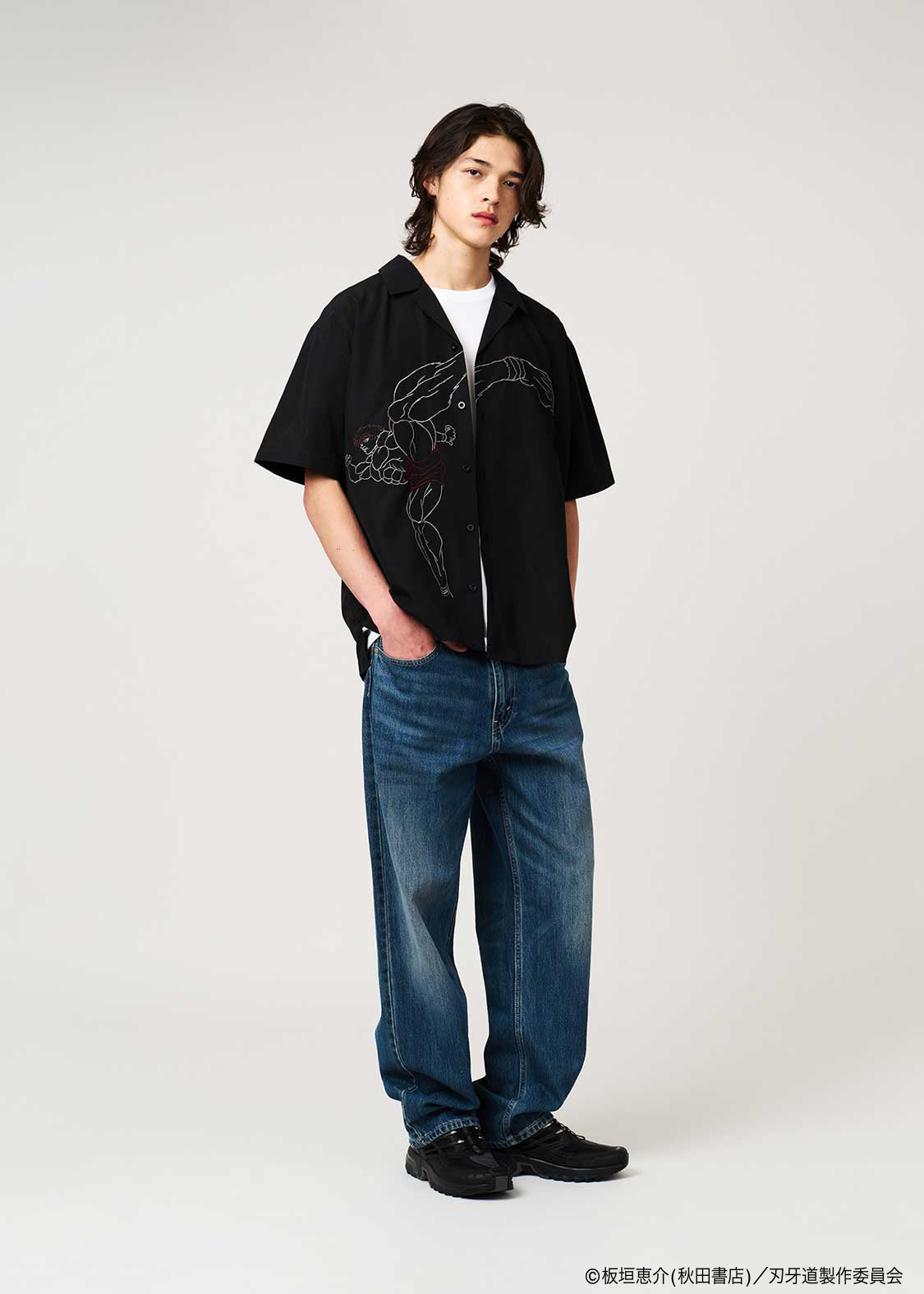 Baki the Grappler: The Invicible Samurai x Graniph Fashion Collection - Baki Hanma Open Collar T-Shirt