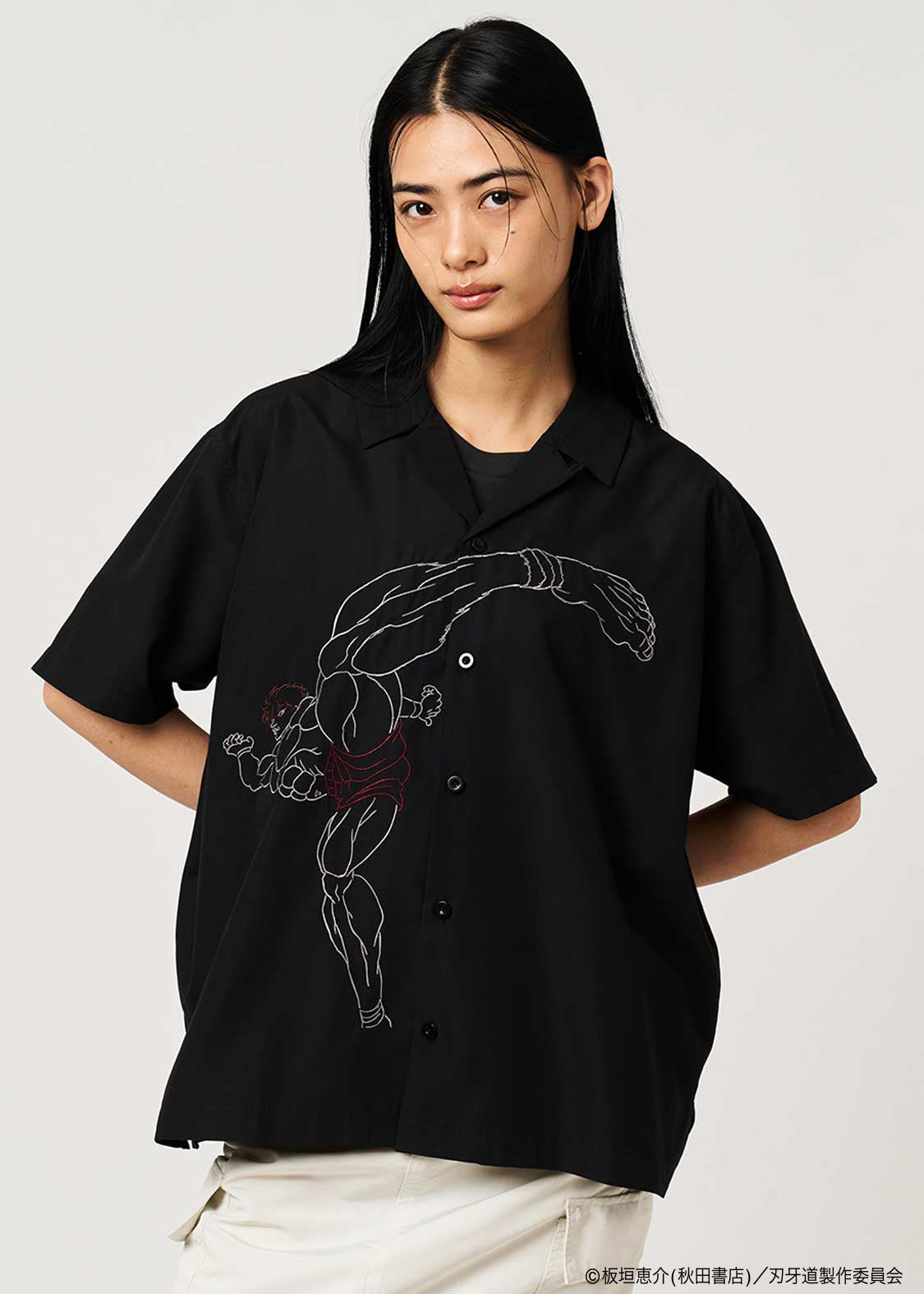 Baki the Grappler: The Invicible Samurai x Graniph Fashion Collection - Baki Hanma Open Collar T-Shirt