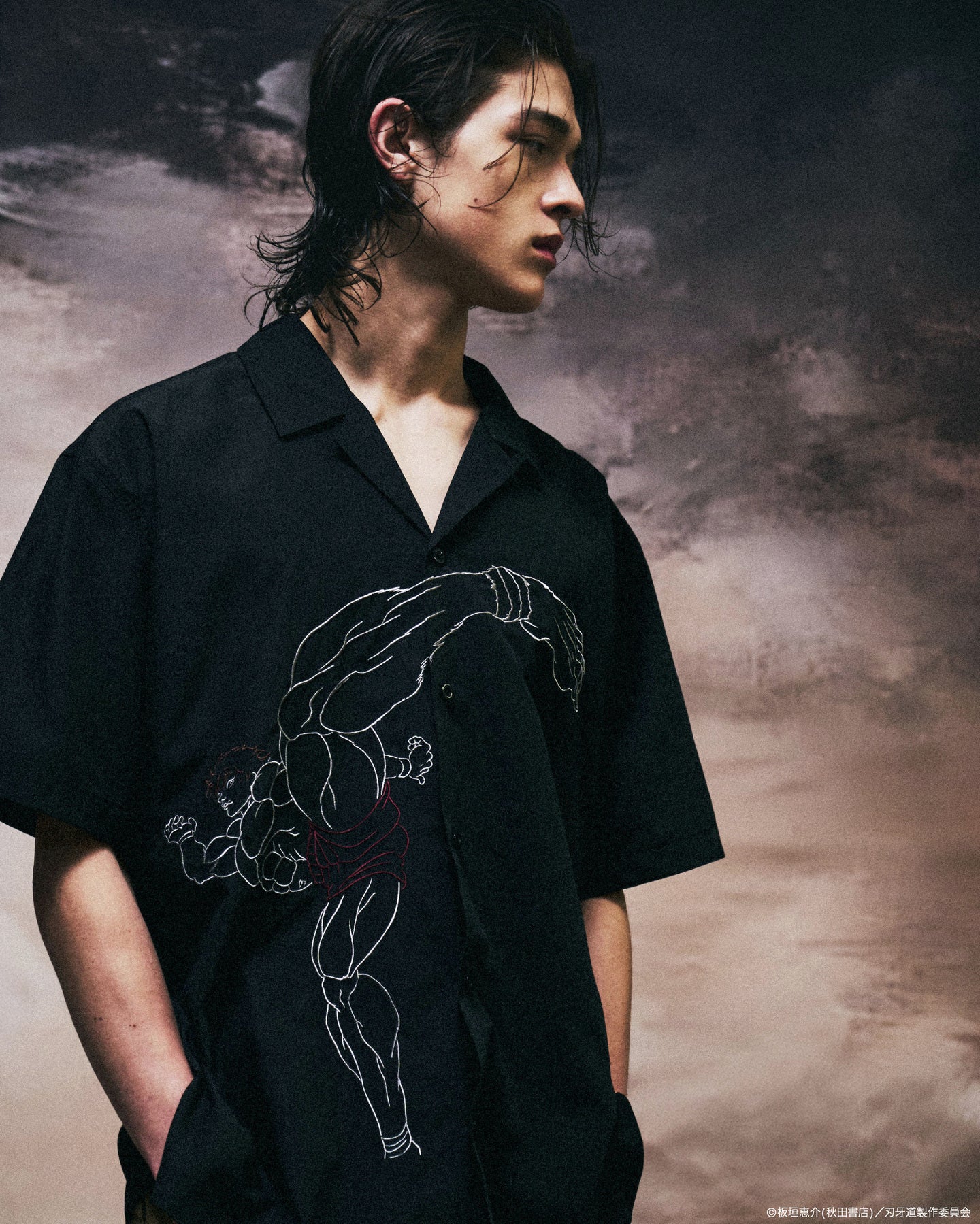 Baki the Grappler: The Invicible Samurai x Graniph Fashion Collection - Baki Hanma Open Collar T-Shirt