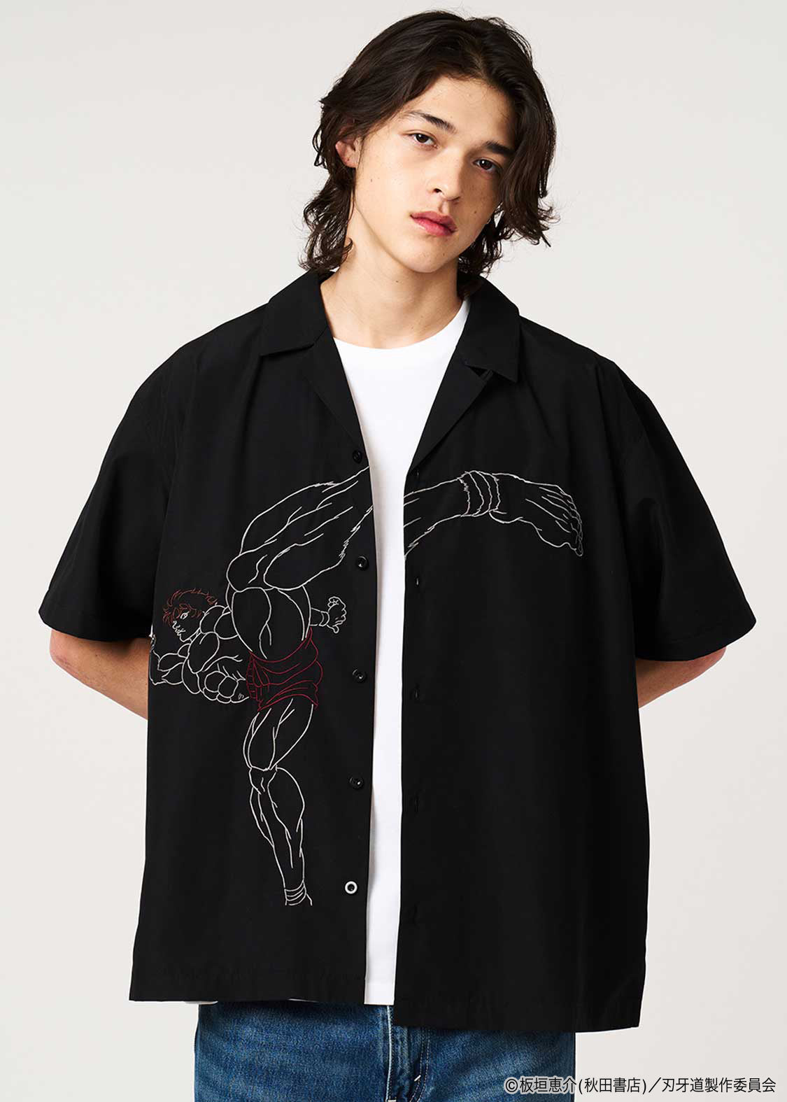Baki the Grappler: The Invicible Samurai x Graniph Fashion Collection - Baki Hanma Open Collar T-Shirt