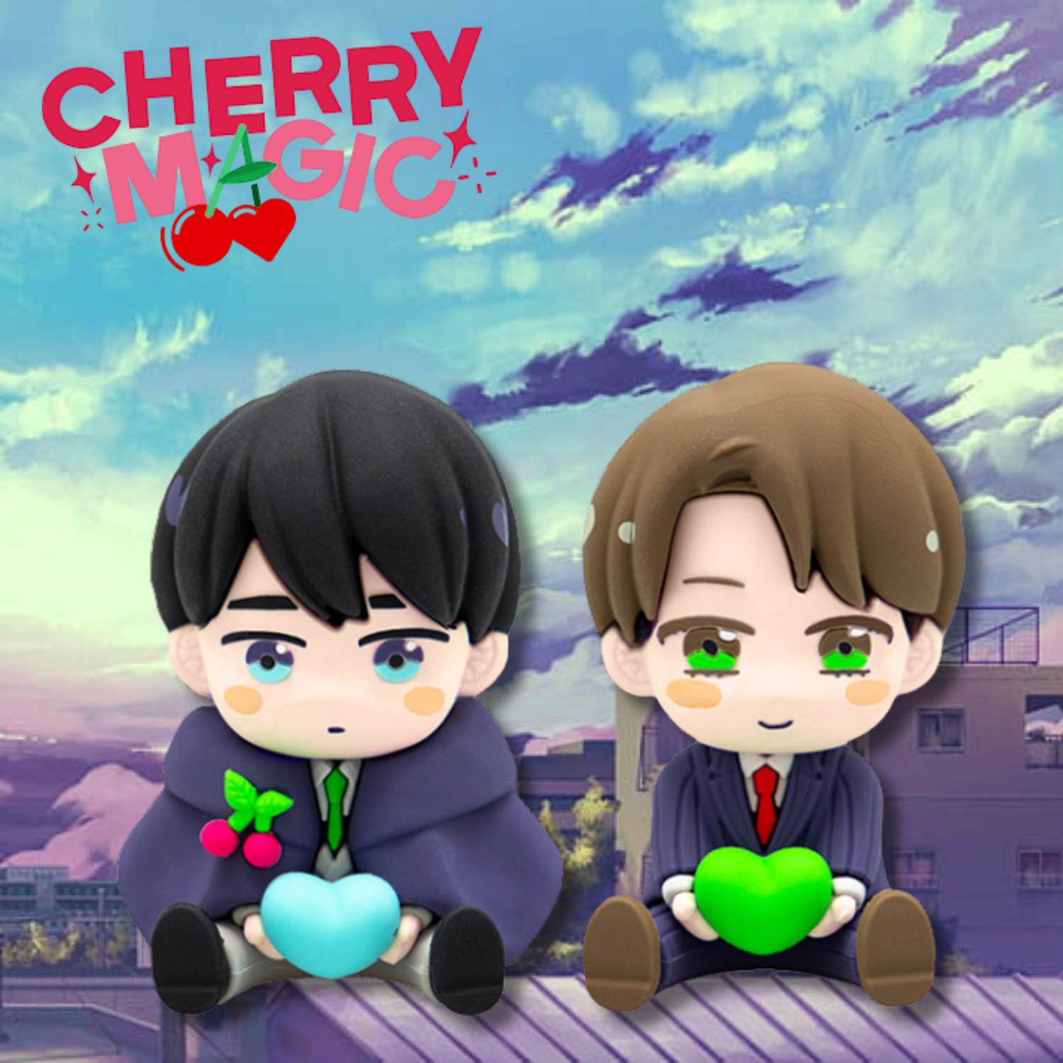 Cherry Magic! Thirty Years of Virginity Can Make You a Wizard?! - Kiyoshi Adachi & Yuichi Kurosawa Rubber Figure Mascot Set