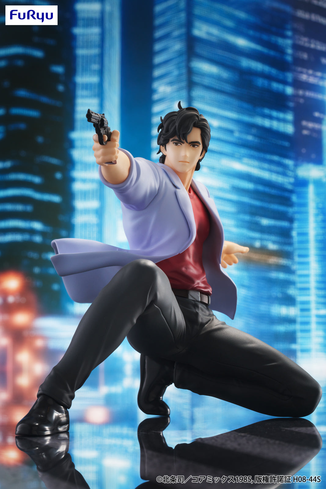 City Hunter Ryo Saeba Noodle Stopper Figure - pose berlutut dengan revolver
