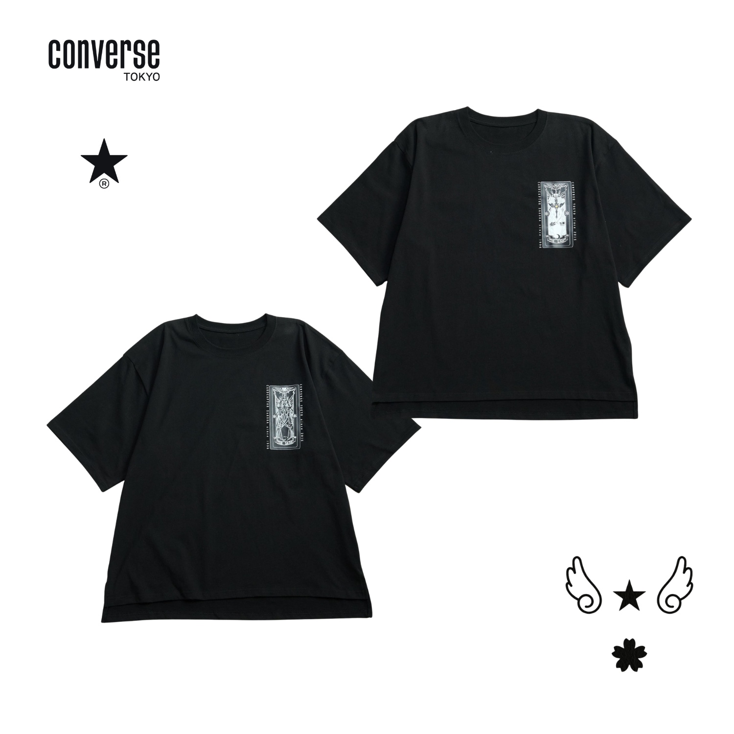 convers TOKYO レアコラボTee ブラック アリシアスタン Converse Tokyo x Clamp Fashion Collection - Cardcaptor Sakura Clow