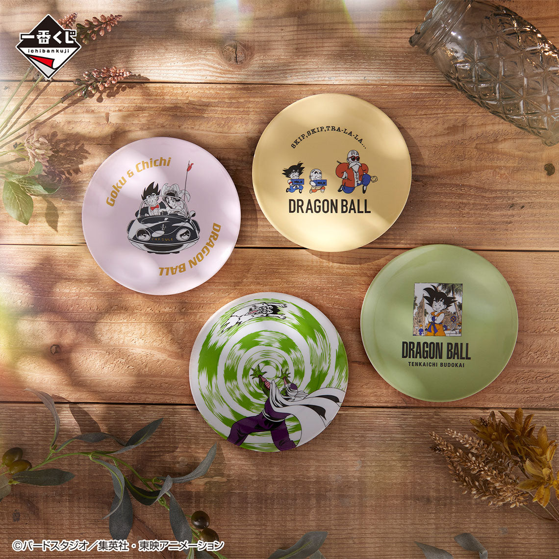 DRAGON BALL ICHIBAN KUJI - EX FIERCE BATTLE!! TENKAICHI BUDOKAI - H PRIZE- ROUND PLATE FULL SET 4 Pcs