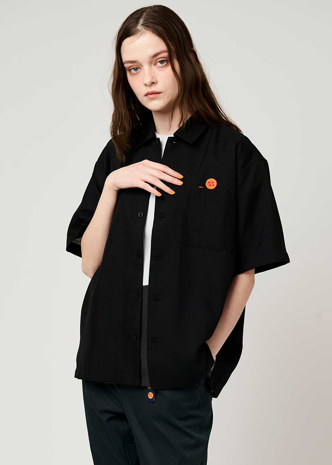 Dragon Ball Z Graniph Collection Collaboration Clothing - DRAGON BALL Logo Big Silhouette Politoro Short Sleeve Shirt
