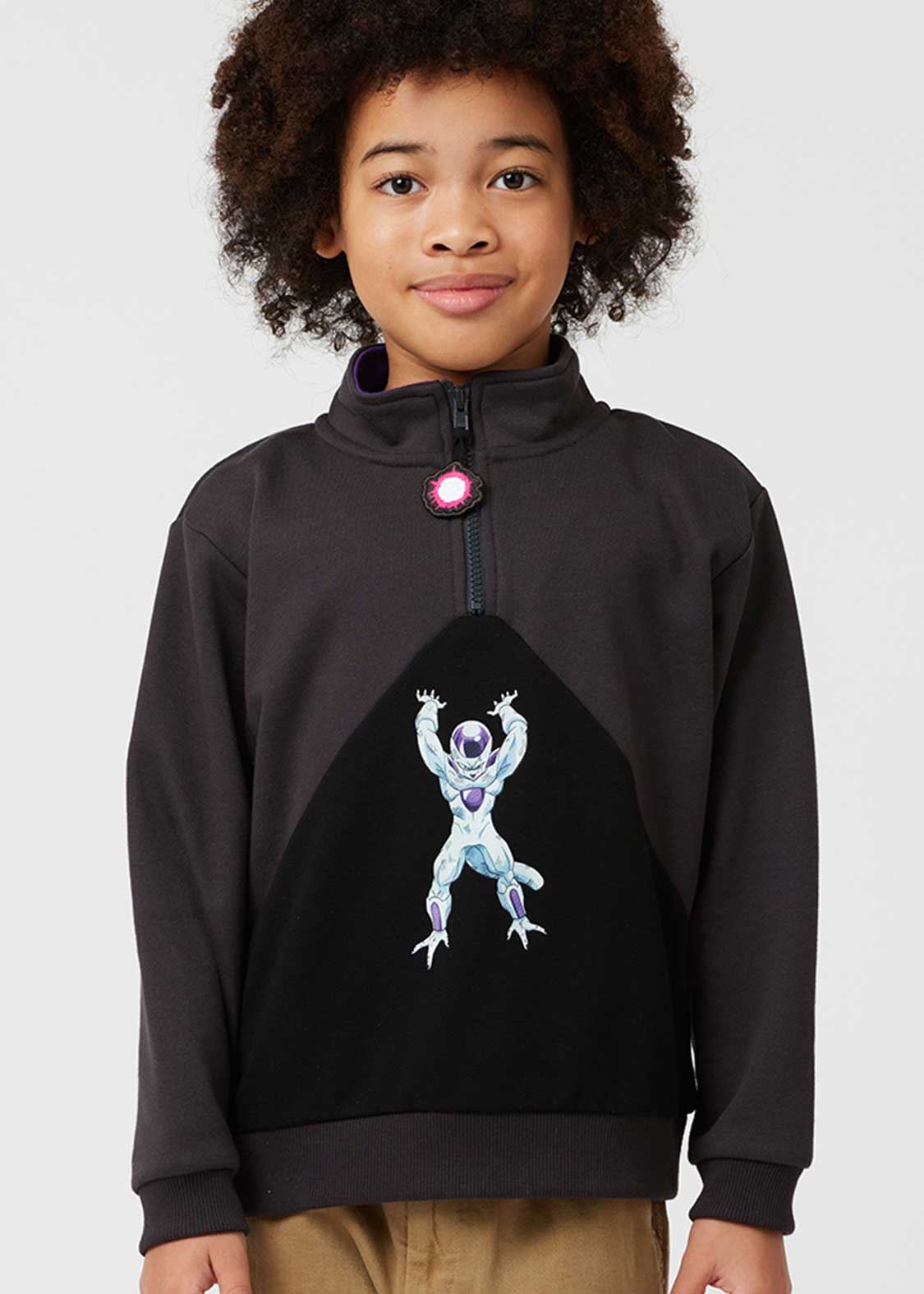 Dragon Ball Z Graniph Collection Collaboration Clothing - Frieza VS Super Saiyan Kids fleece half zip sweatshirt