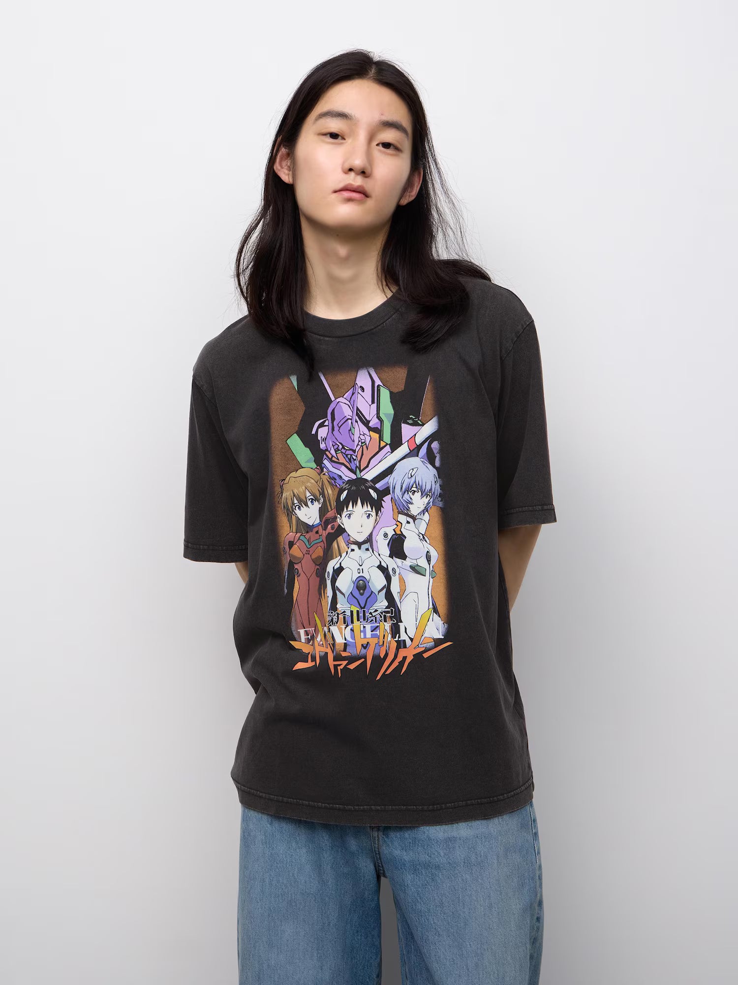 Evangelion X GU - Washed Graphic T-Shirt Dark Gray