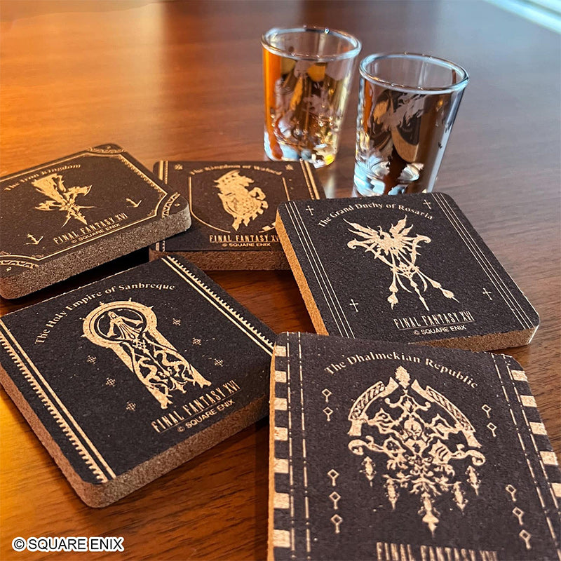 FINAL FANTASY XVI KUJI - NATIONAL EMBLEM CORK COASTER - (D) FULL SET 5 Pcs