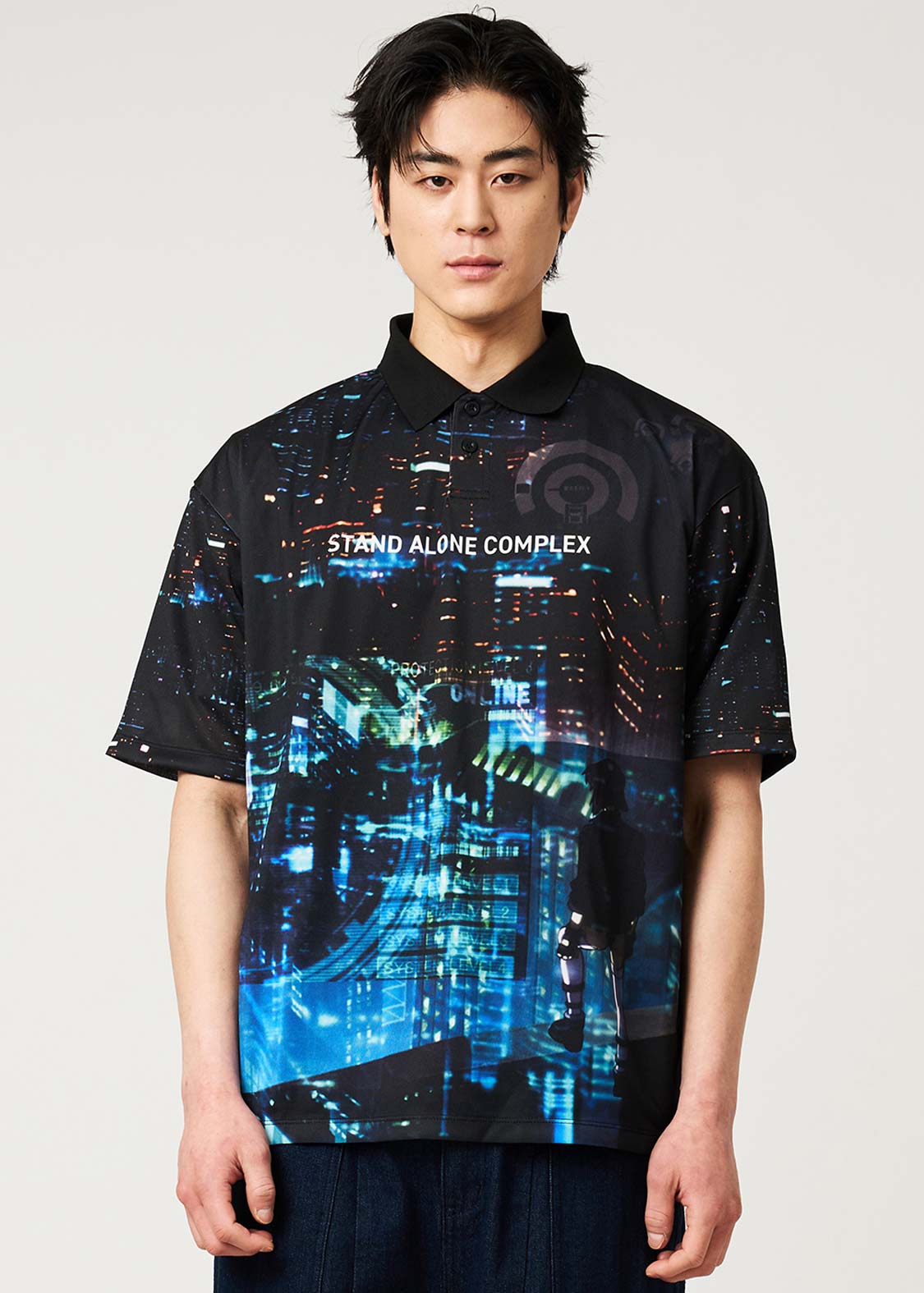 Ghost in the Shell X Graniph Fashion Collection - Stand Alone Complex Big Silhouette Game Polo Shirt