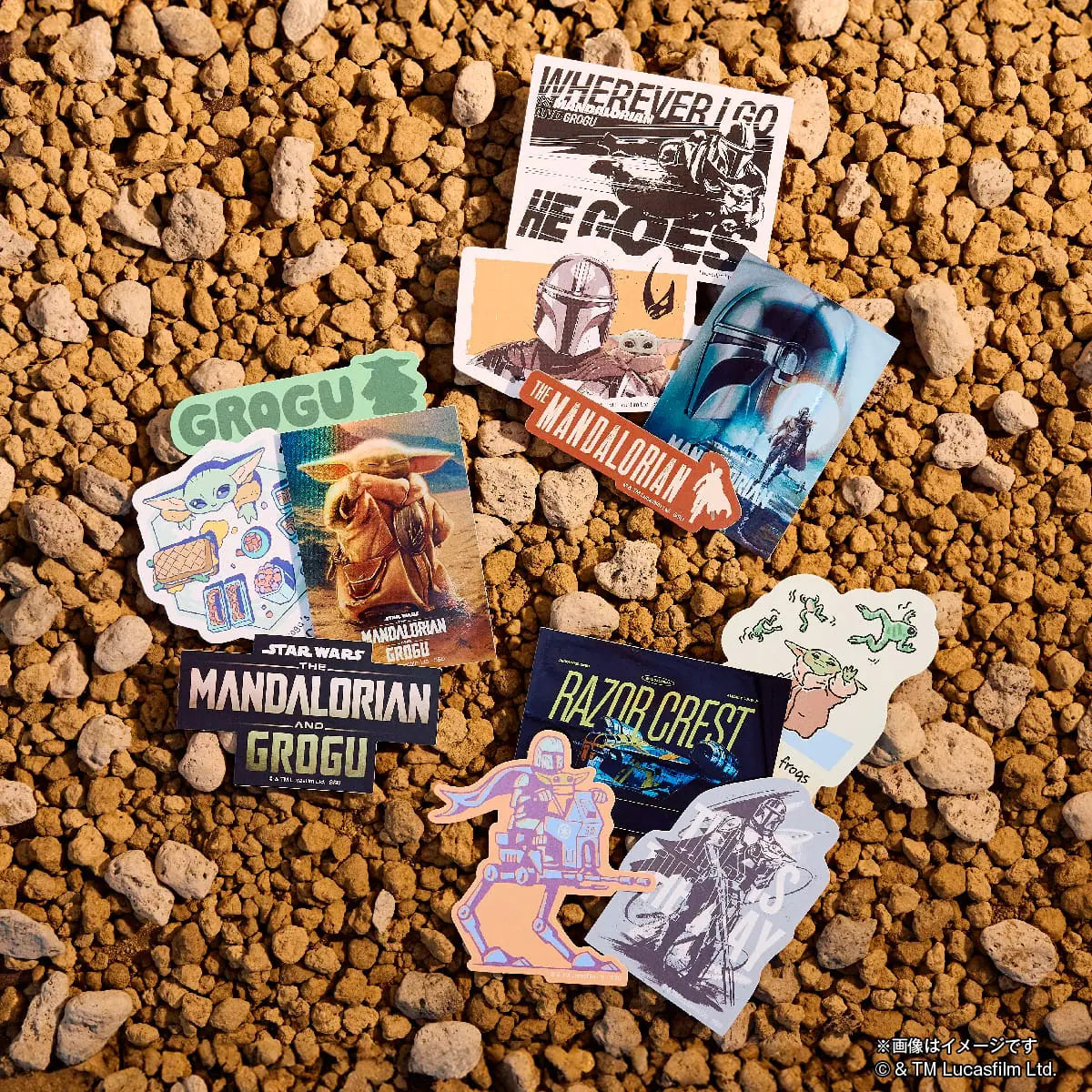 Happy Kuji Star Wars The Mandalorian and Grogu - I Prize Sticker Set Complete Set of 8 Types