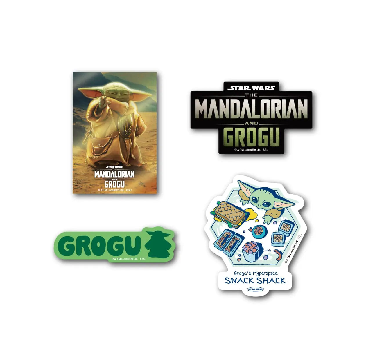 Happy Kuji Star Wars The Mandalorian and Grogu - I Prize Sticker Set Complete Set of 8 Types