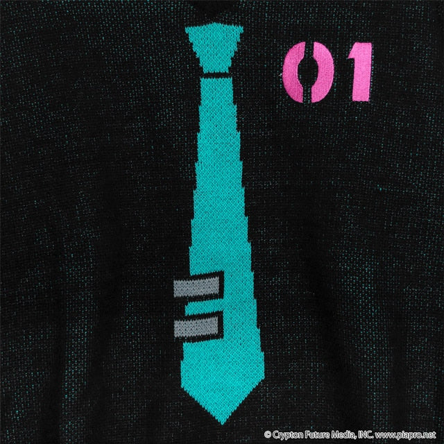 Hatsune Miku x Listen Flavor - Hatsune Miku V-Neck Knit Black