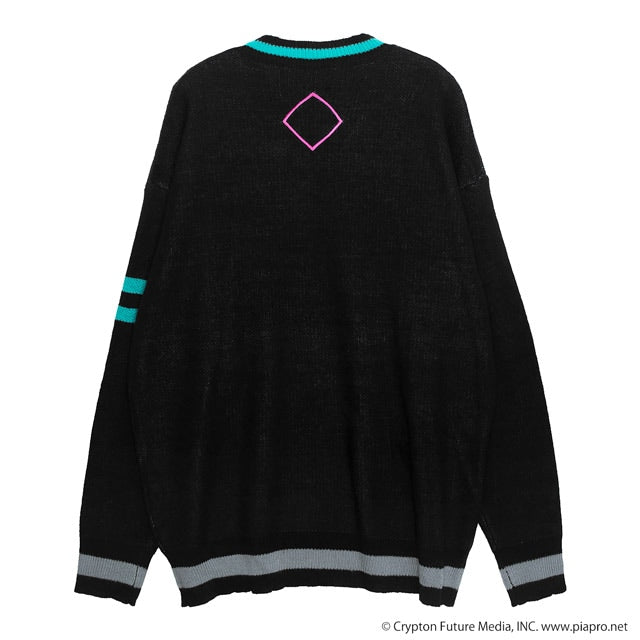 Hatsune Miku x Listen Flavor - Hatsune Miku V-Neck Knit Black