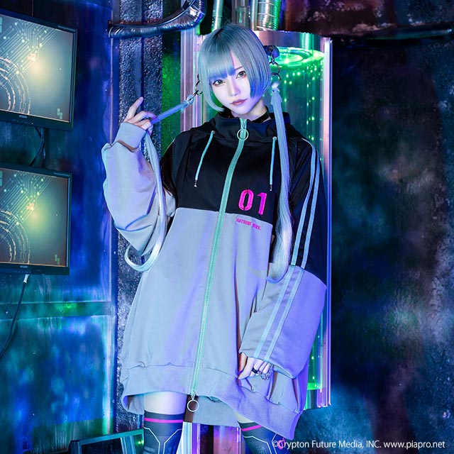 Hatsune Miku x Listen Flavor - Jersey Hoodie Black