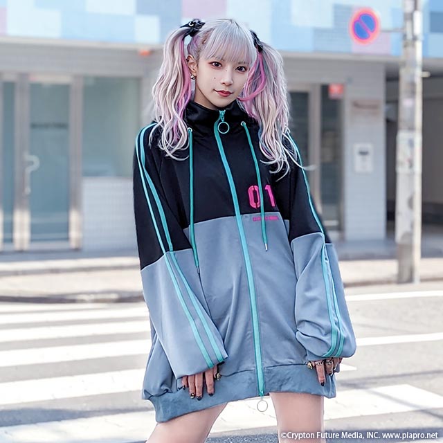 Hatsune Miku x Listen Flavor - Jersey Hoodie Black