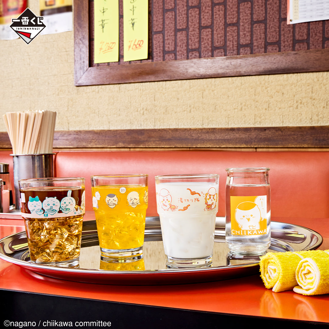 ICHIBAN KUJI CHIIKAWA RAMEN FOR EVERYONE - E PRIZE - COLD GLASS - COMPLETE SET OF 4 TYPES