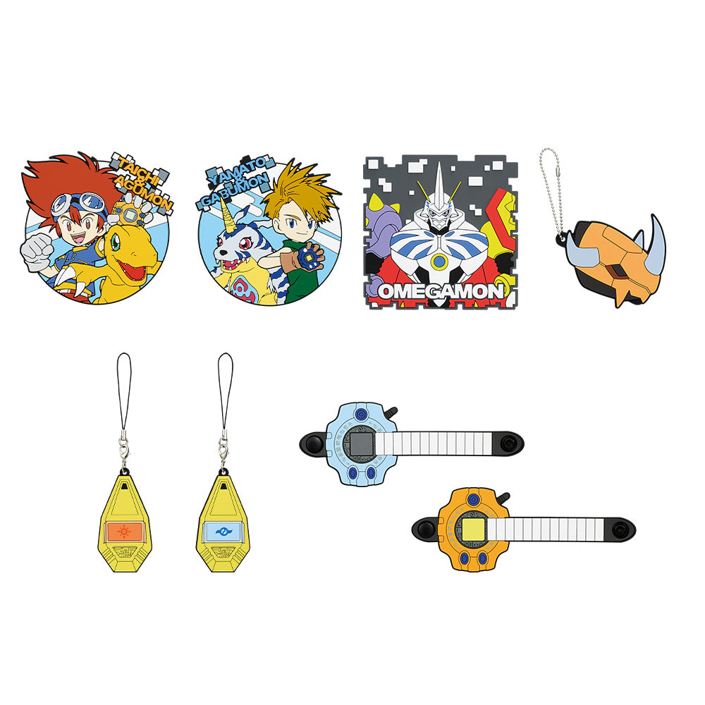 ICHIBAN KUJI DIGIMON - TWO POWERS THAT EMIT LIGHT - F PRIZE - RUBBER COLLECTION complete set 8 types