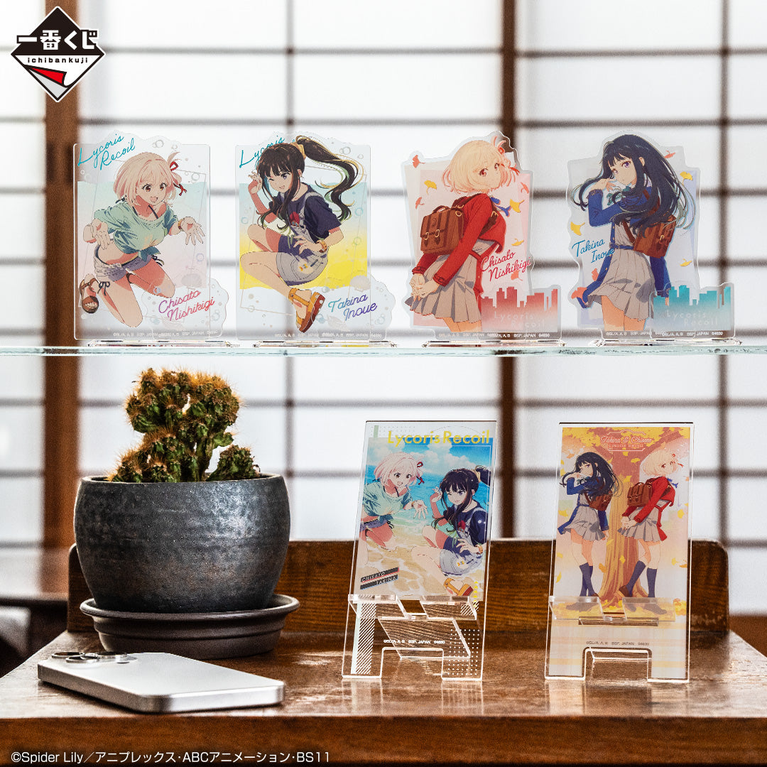 ICHIBAN KUJI LYCORIS RECOIL 3RD EDITION - E PRIZE ACRYLIC STAND ASSORTMENT COMPLETE SET OF 6 TYPES