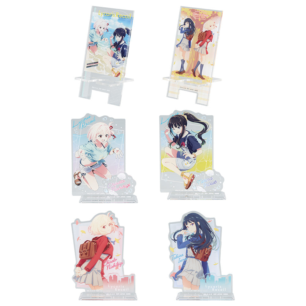 ICHIBAN KUJI LYCORIS RECOIL 3RD EDITION - E PRIZE ACRYLIC STAND ASSORTMENT COMPLETE SET OF 6 TYPES