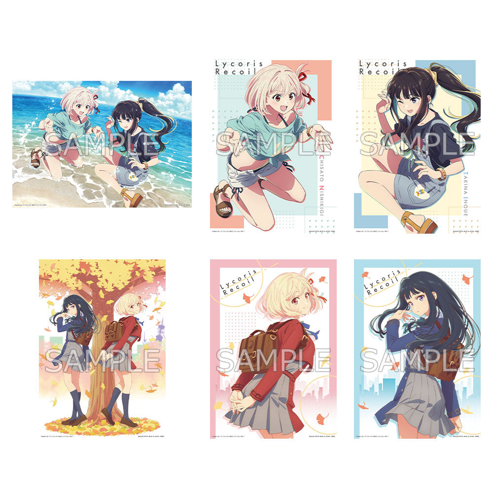ICHIBAN KUJI LYCORIS RECOIL 3RD EDITION - F PRIZE CLEAR POSTER COMPLETE SET OF 6 TYPES