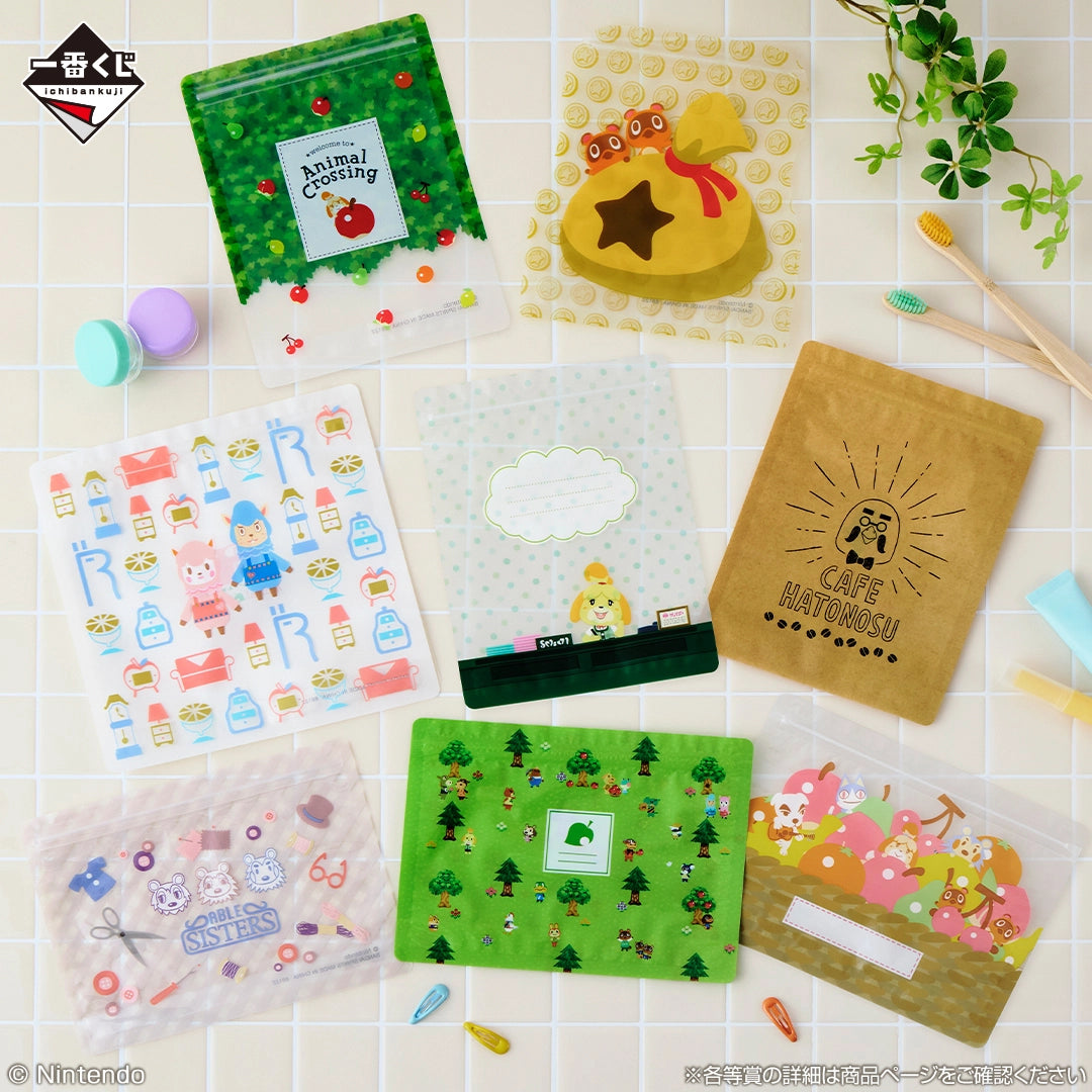 Ichiban Kuji Animal Crossing: Welcome Back! Happy Memories - F Prize Zipper Bag Complete Set of 8 Types