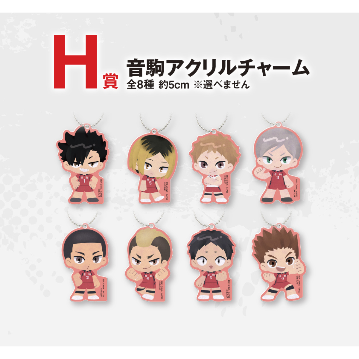 Ichiban Kuji Haikyu!! The Movie Battle at the The Dumpster Battle 2 - H Prize Nekoma Acrylic Charm Complete Set of 8 Types