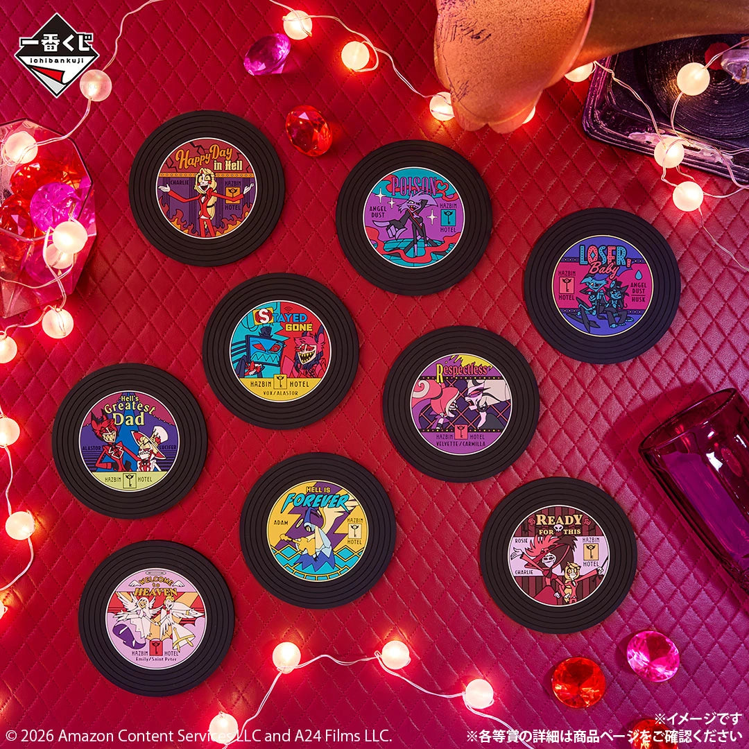 Ichiban Kuji Hazbin Hotel - G Prize Record-Style Rubber Coasters