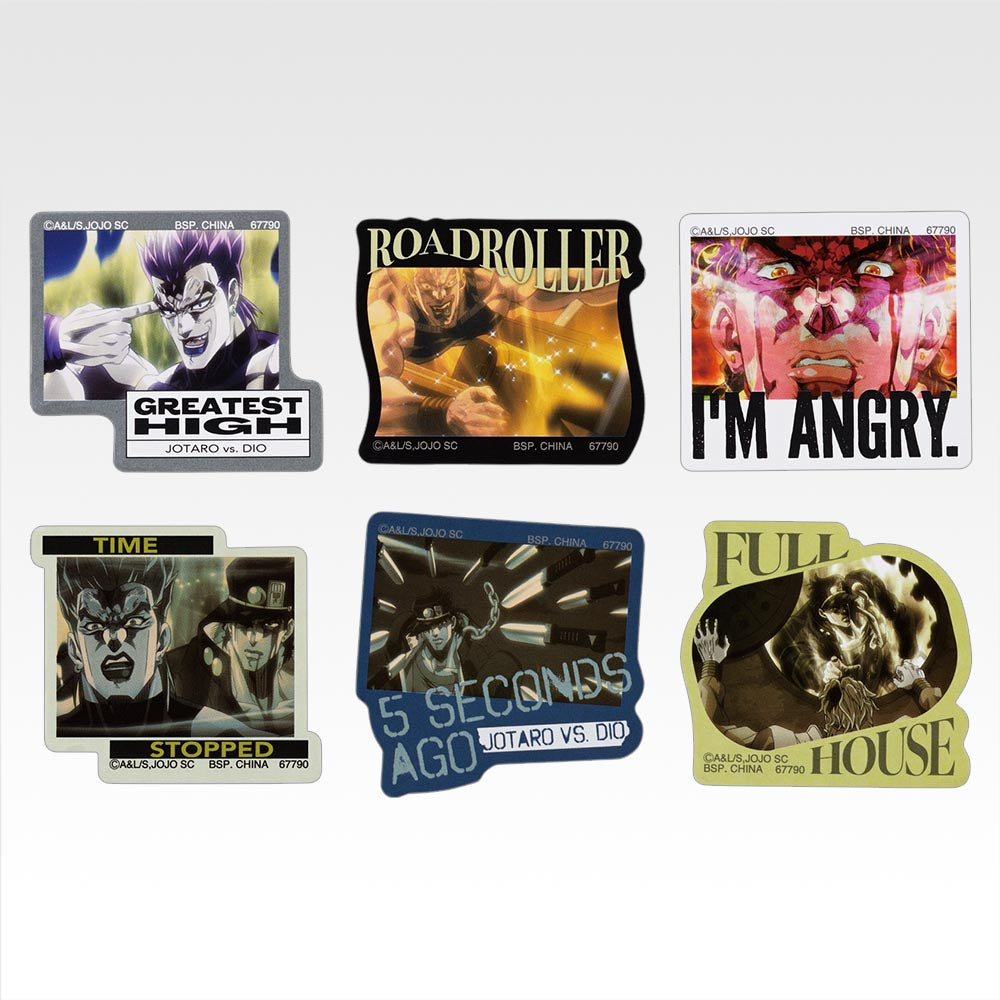 Ichiban Kuji Jojo's Bizarre Adventure Stardust Crusaders Stand Rush! - K Prize Sticker Collection Complete Set of 10 Types