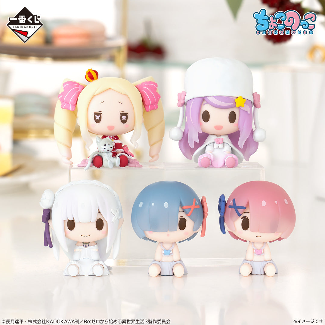 Figur mini Chokonokko Re:Zero dari lotre sebelumnya - D Prize Chokonokko