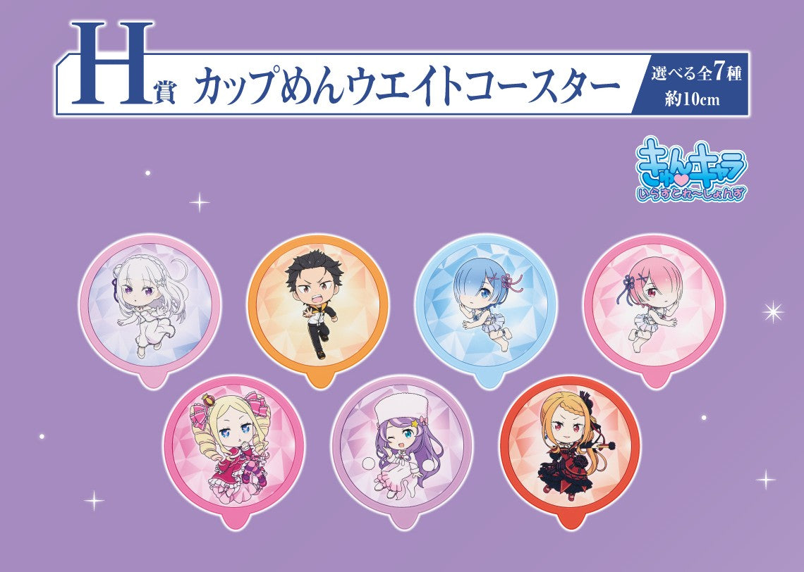 Ichiban Kuji Re:Zero Starting Life in Another World I Will Remember This Day - H Prize Cup Noodles Weight Coaster Complete Set of 7 Types