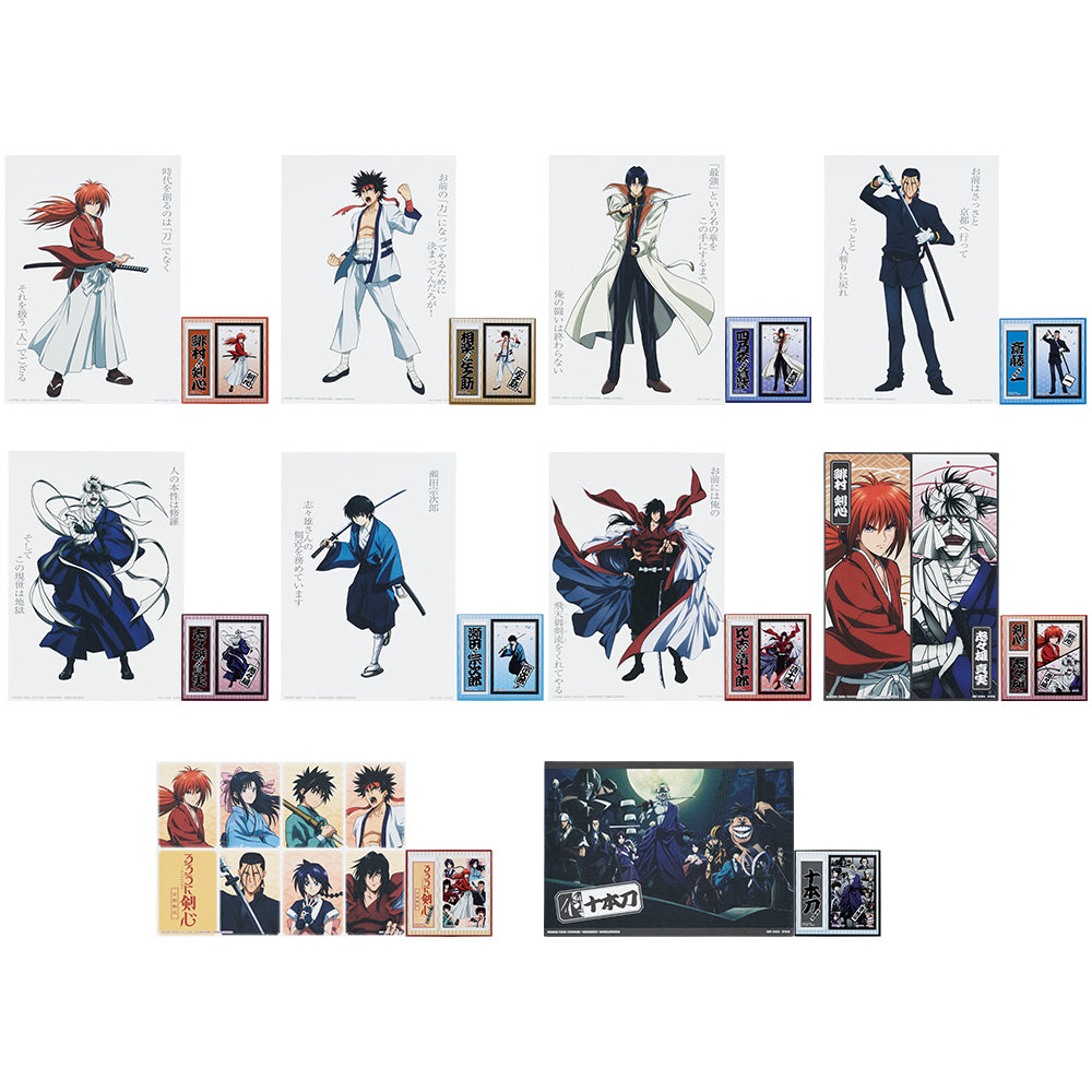 Ichiban Kuji Rurouni Kenshin Meiji Swordsman Romantic Story Kyoto Uprising - F Prize Canvas-style illustration board and sticker Complete Set of 10 Types