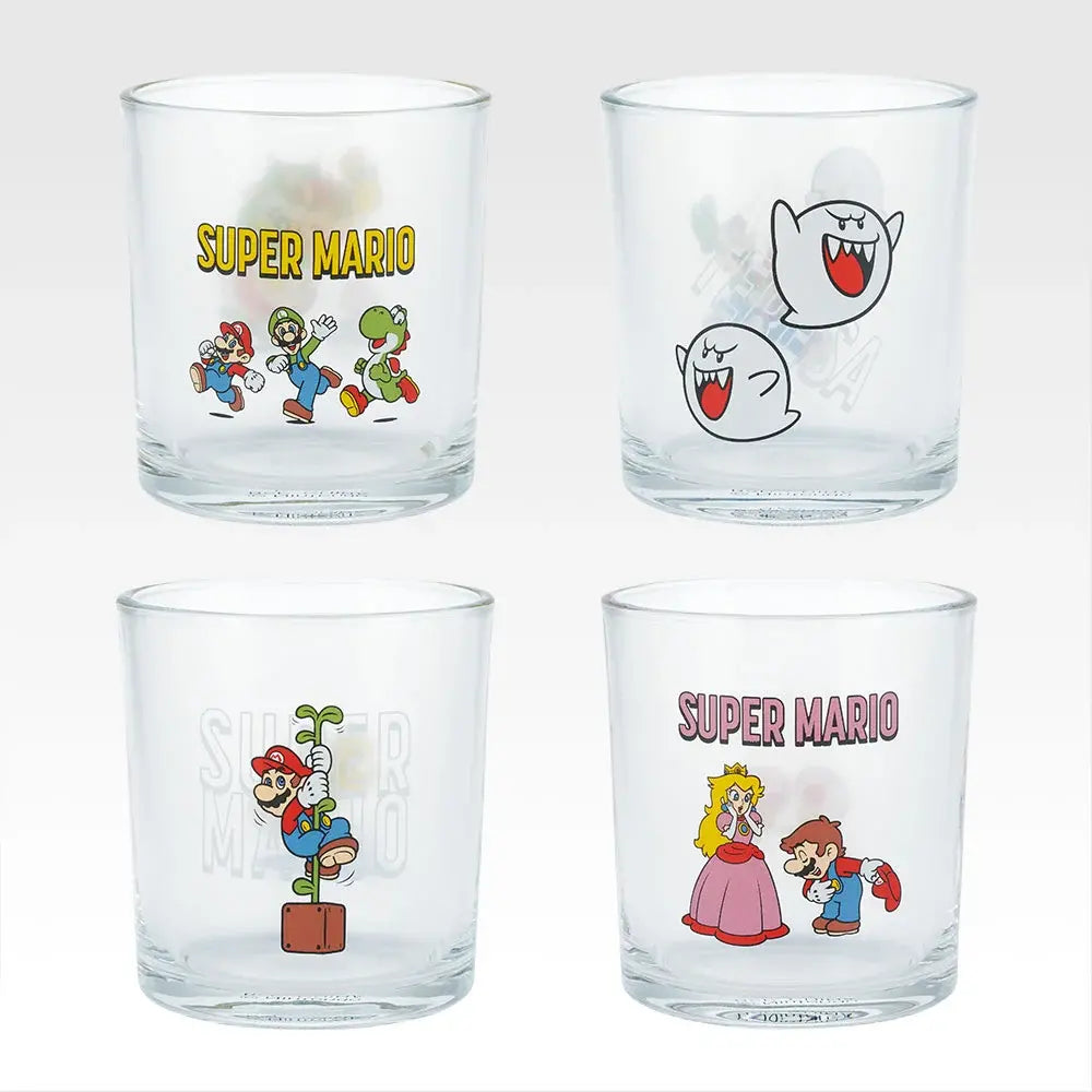 Ichiban Kuji Super Mario: Mario & Friends Always Together - D Prize Glass Collection Complete Set of 4 Types