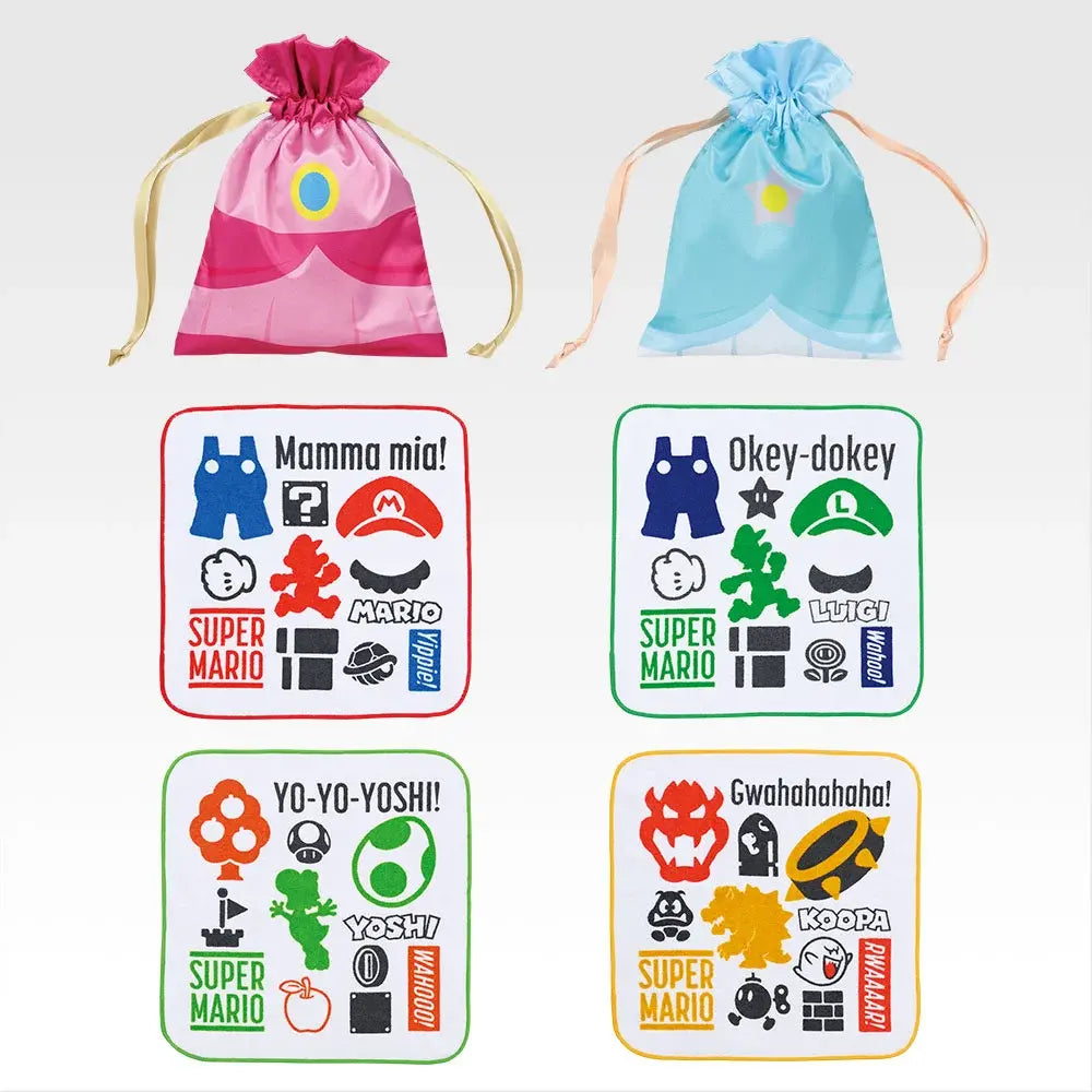 Ichiban Kuji Super Mario: Mario & Friends Always Together - E Prize Drawstring Bags or Towels Collection