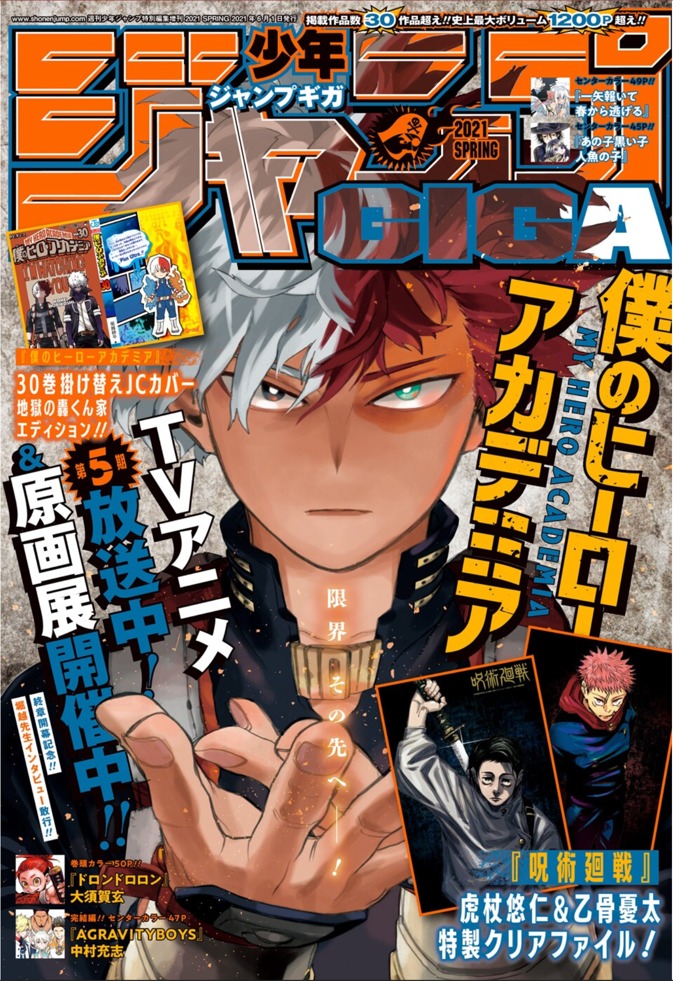 JUMP GIGA SPRING 2021 MY HERO ACADEMIA + MHA ALTERNATIVE COVER + JUJUTSU KAISEN CLEAR FILE