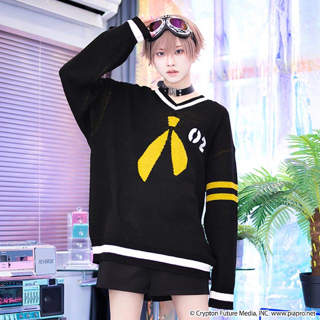 Kagamine Rin & Len x Listen Flavor - Kagamine Rin & Len V-neck knit Black
