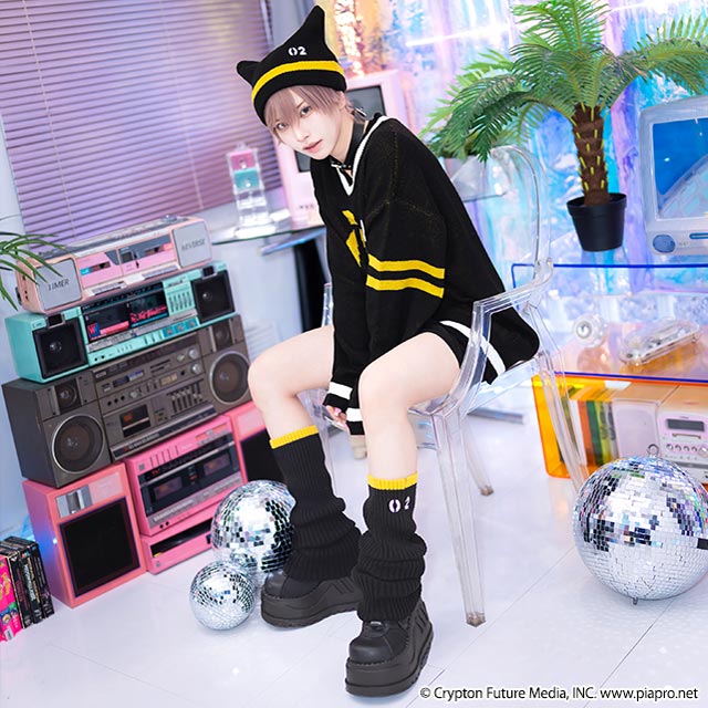 Kagamine Rin & Len x Listen Flavor - Kagamine Rin & Len V-neck knit Black