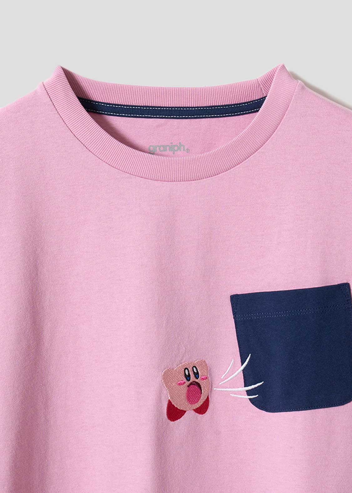 Kirby X Graniph Fashion Collection - Inhale The Pocket Big Silhouette Pink T-Shirt