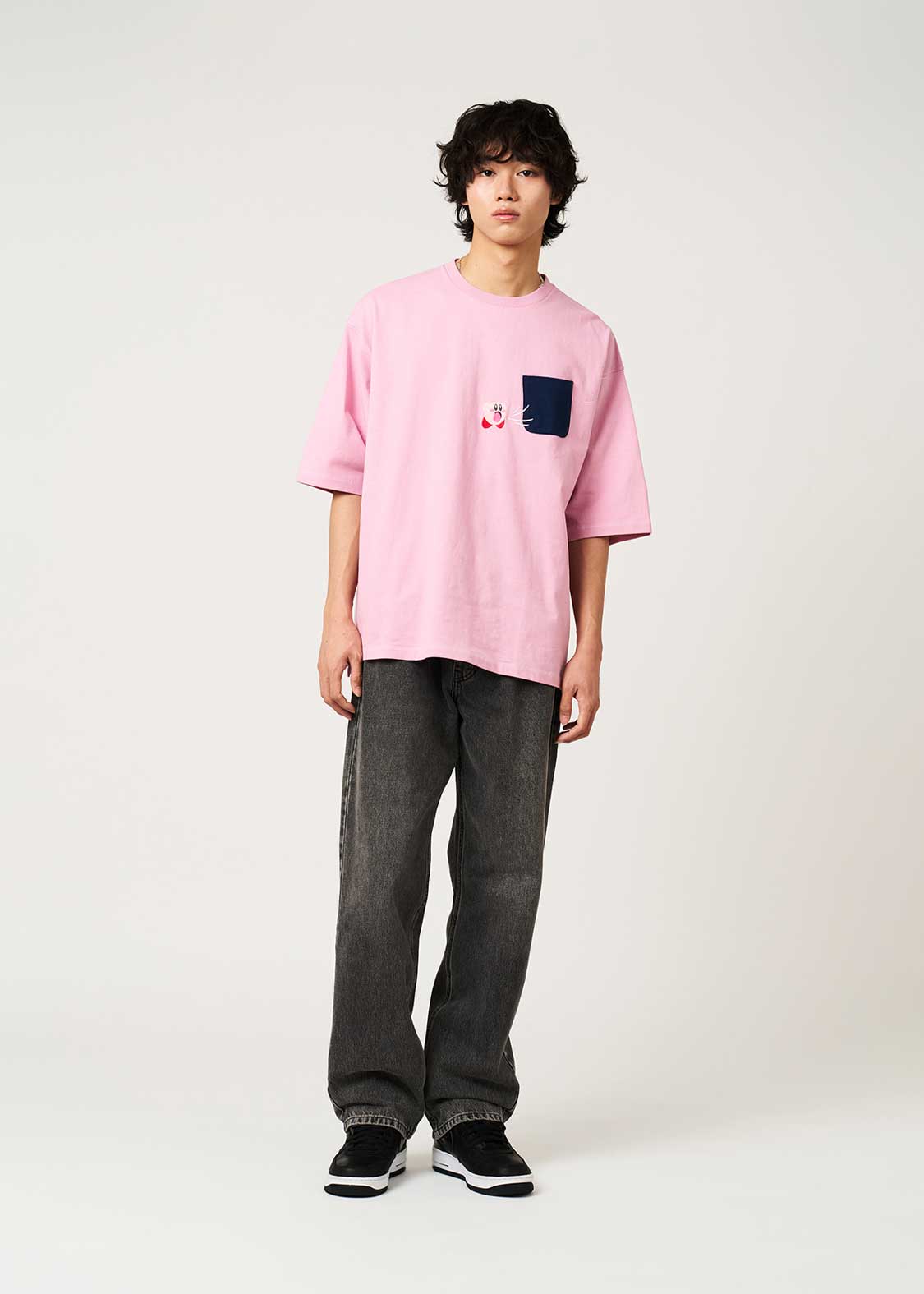Kirby X Graniph Fashion Collection - Inhale The Pocket Big Silhouette Pink T-Shirt