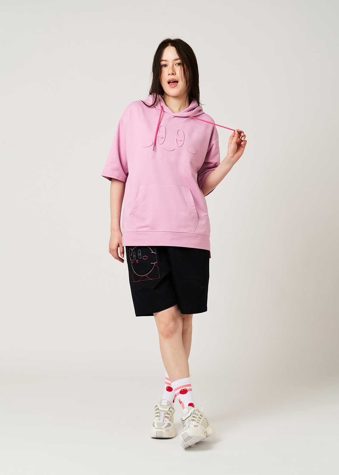 Kirby X Graniph Fashion Collection - Kirby Face Oversized Short Sleeve Hoodie