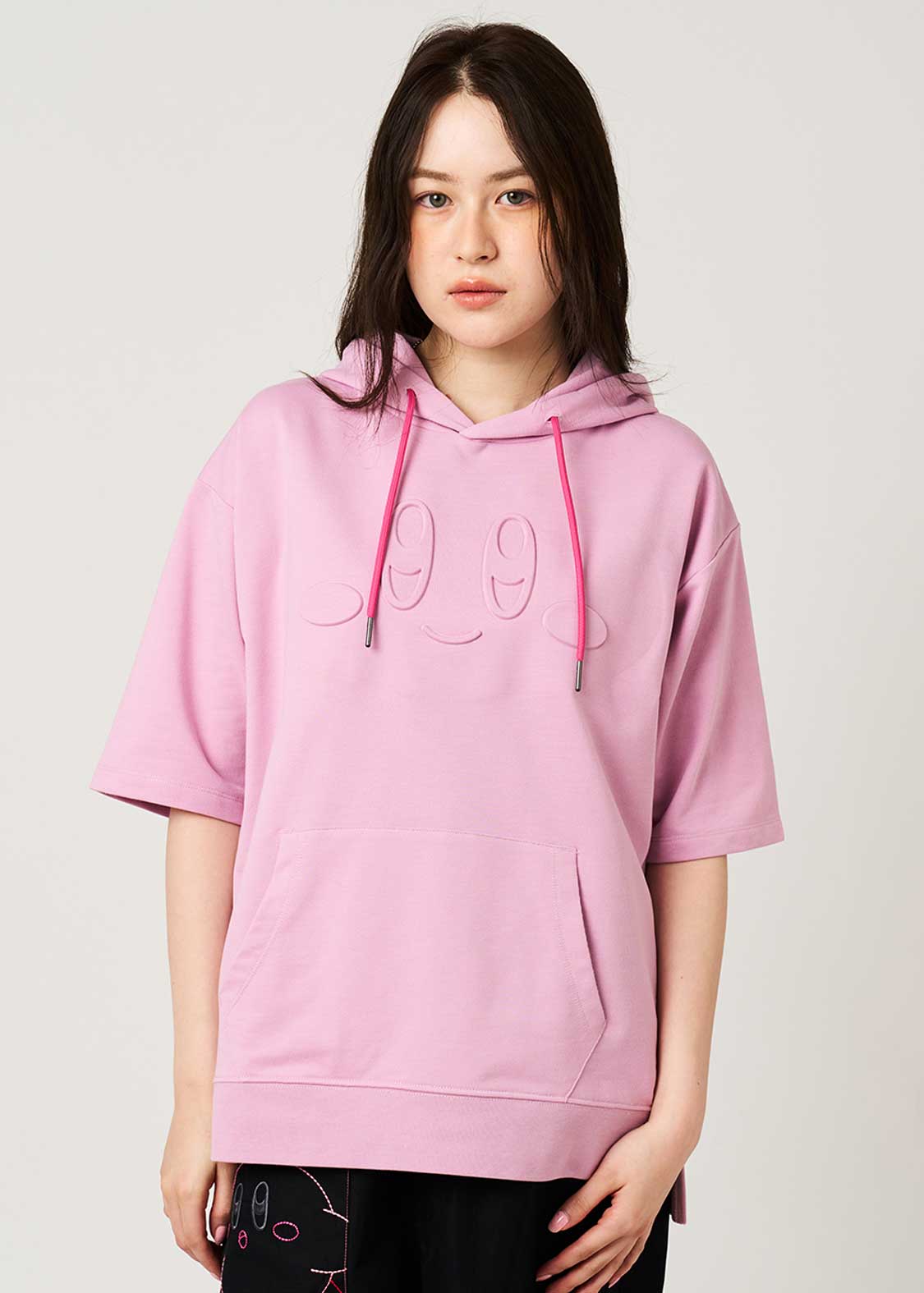 Kirby X Graniph Fashion Collection - Kirby Face Oversized Short Sleeve Hoodie