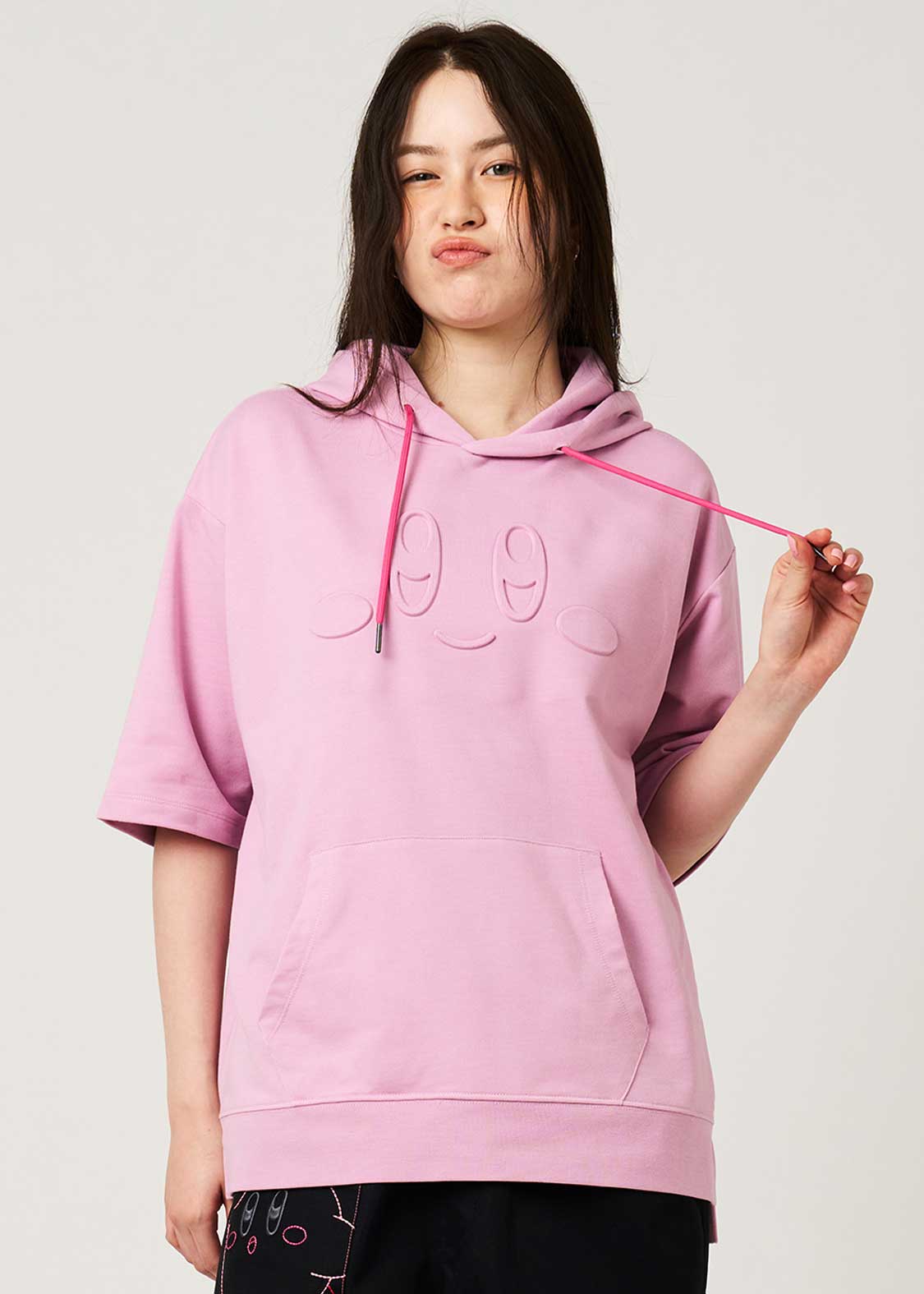 Kirby X Graniph Fashion Collection - Kirby Face Oversized Short Sleeve Hoodie