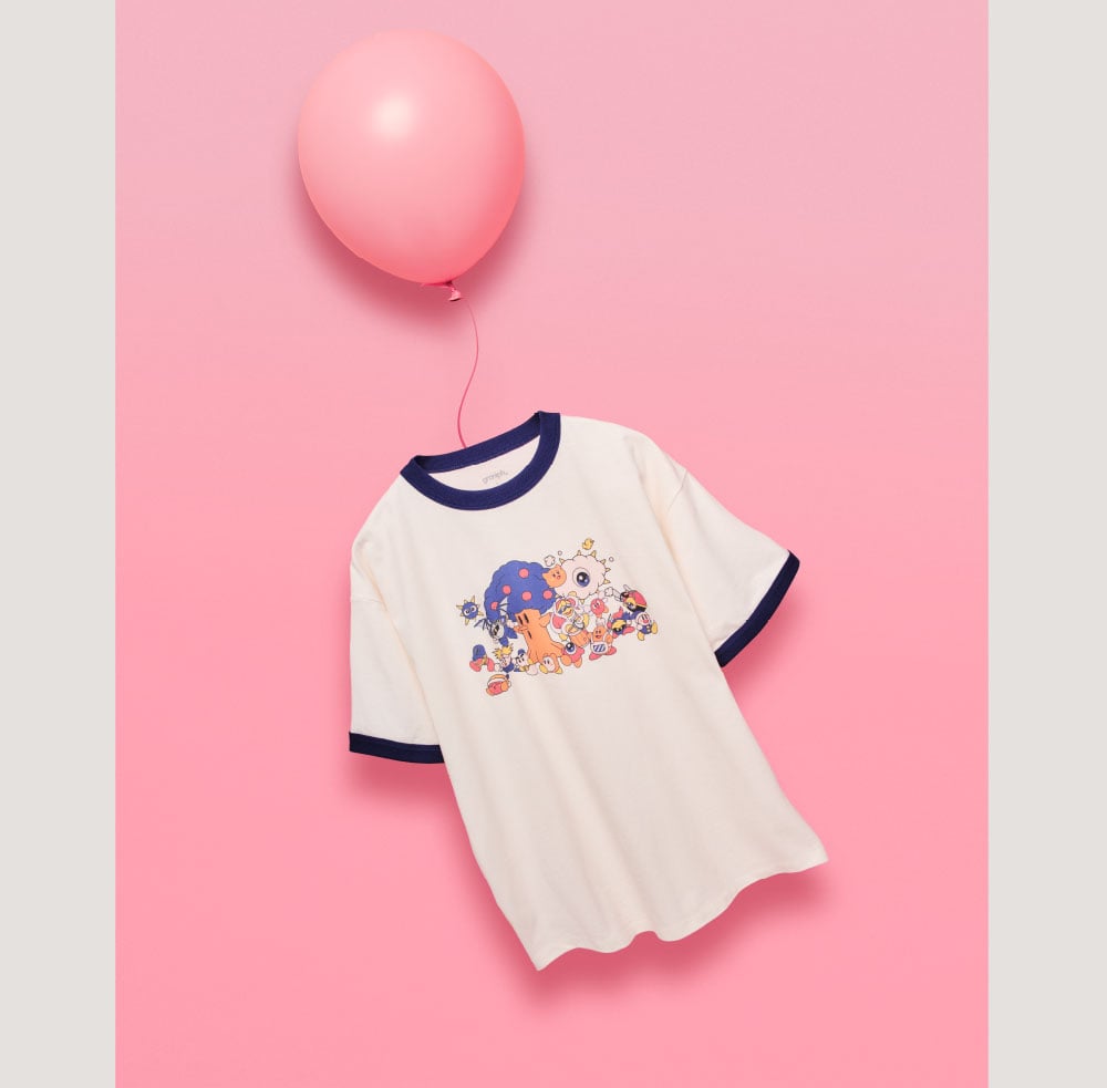 Kirby X Graniph Fashion Collection - This is tough! Big Silhouette Trim T-Shirt