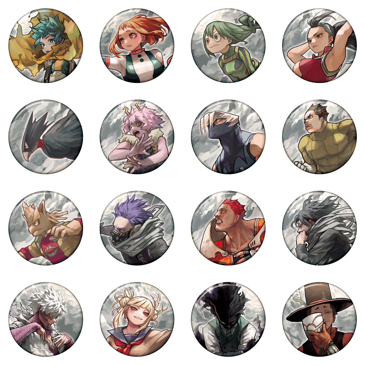 My Hero Academia Original Art Exhibition - Collection Badge KEY VISUAL HEROES VS VILLAINS EXTREME Complete Set of 16 Types