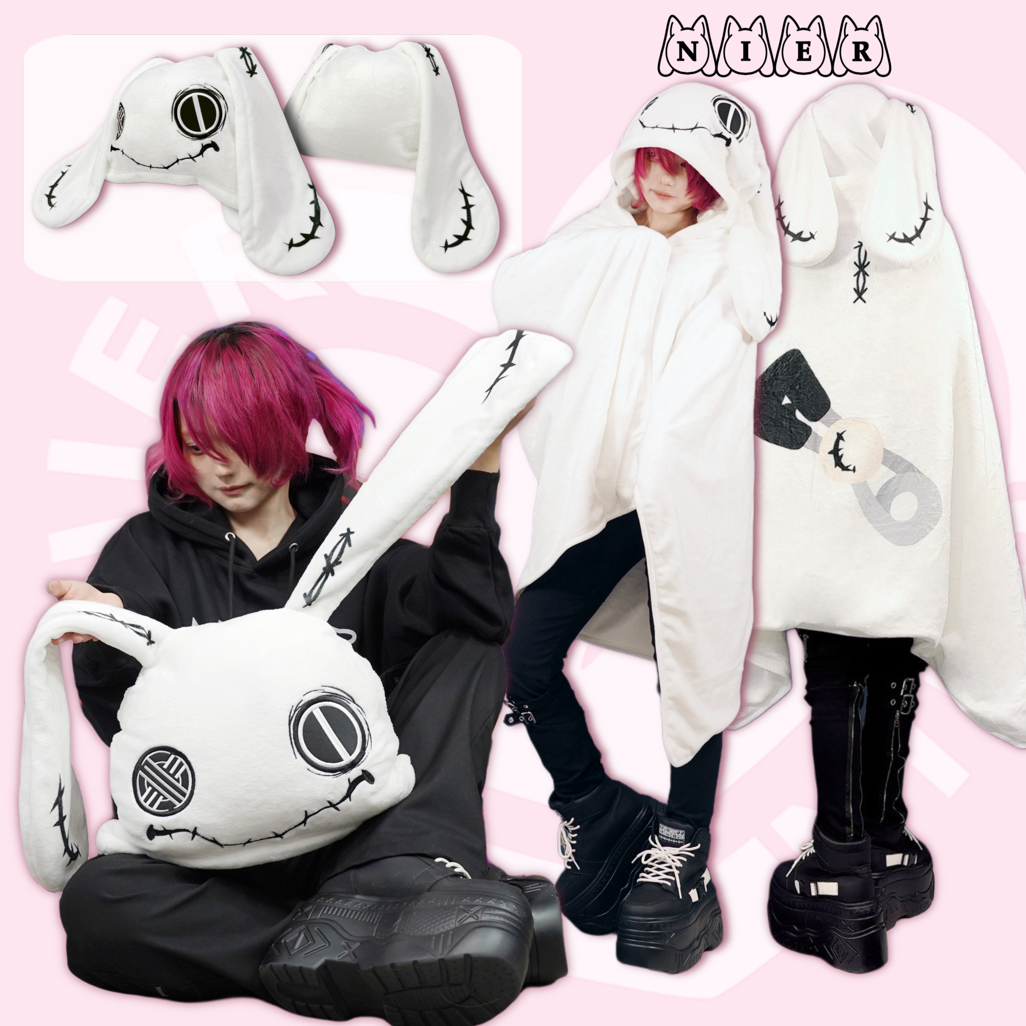 NieR Automata - Fluffy Blanket With Hood And Cushion Storage